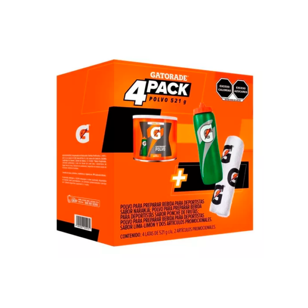 BEBIDA EN POLVO GATORADE 4 PACK (521 GR)  (7.4LT)