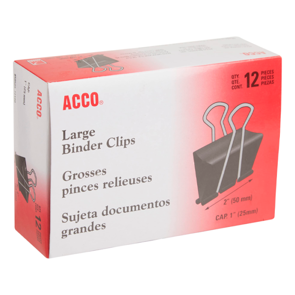 BINDER CLIP GRANDE C/12PZA CAP 1" ANCHO 2"