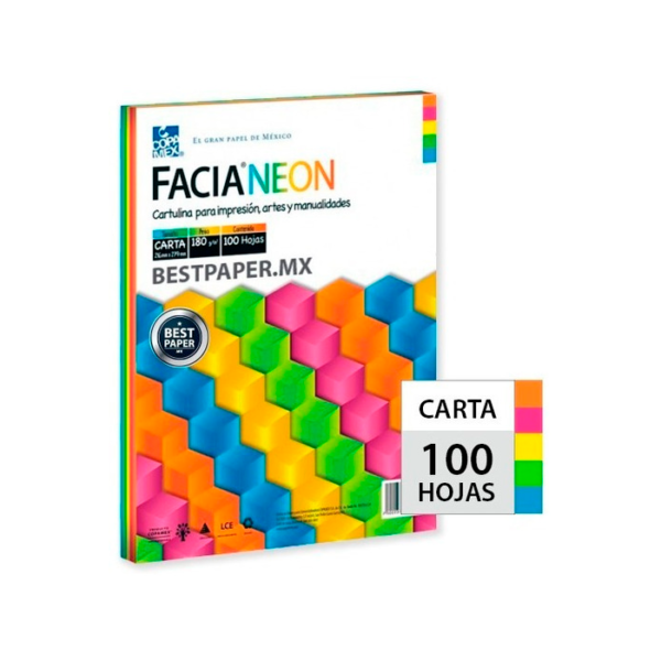 CARTULINA MIX NEON T/CARTA FACIA 100HJS