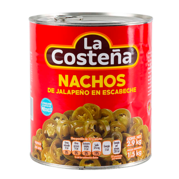CHILES JALAPEÑOS P/NACHOS LA COSTEÑA 2.8KG