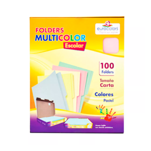 FOLDER MANILA CARTA COLORES PASTEL C/100 PZA